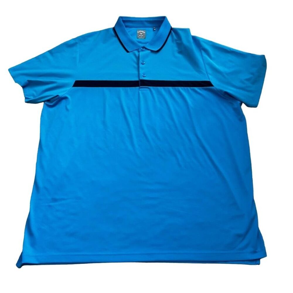 Callaway Men's 2XL Blue Polo Shirt Golf Moisture-Wicking Collared Casual